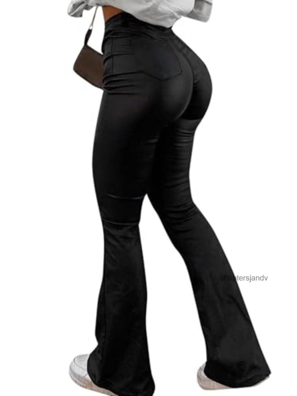 Faux Leather Flare Leggings High Waist Butt Lifting Bell Bottom Pants
